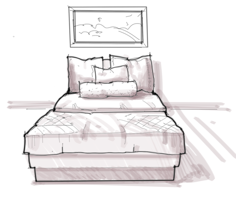 Interior Design Rendering: How to draw texture on bedding material