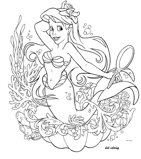 Printable Disney Coloring Pictures  Coloring Games Didi Printable Ariel  Walt Disney Princess Didicoloring Dania Rehman