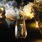 USS Miami on fire