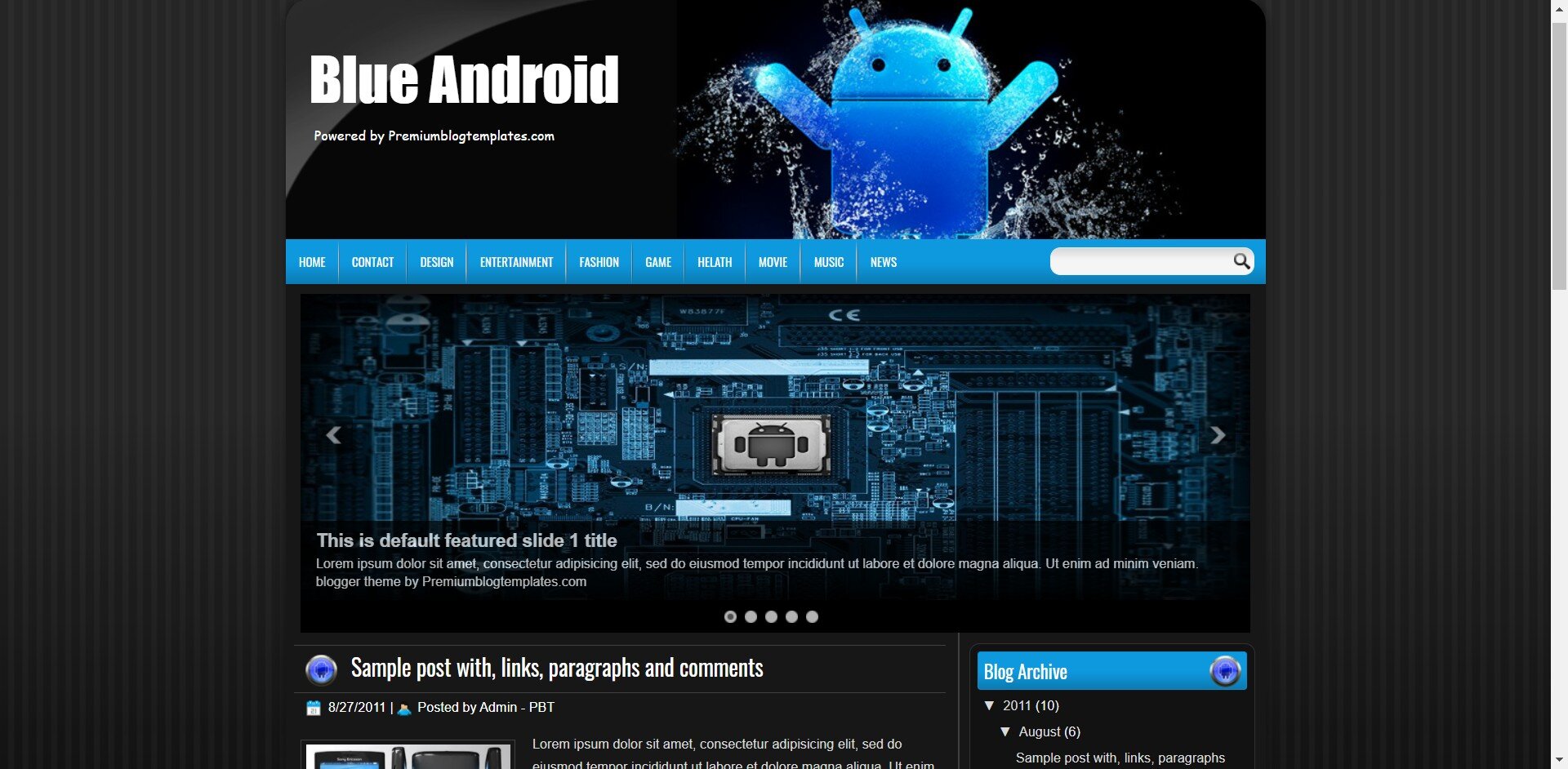 Blue Android Blogger Template