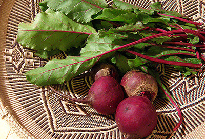 Beets and Greens in Basket