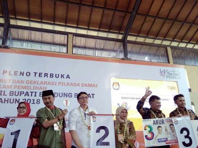 Inilah Nomor Urut Pasangan Calon di Pilbup Kabupaten Bandung Barat 2018