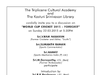 Triplicane Cultural Academy - World cup meeting at Chennai