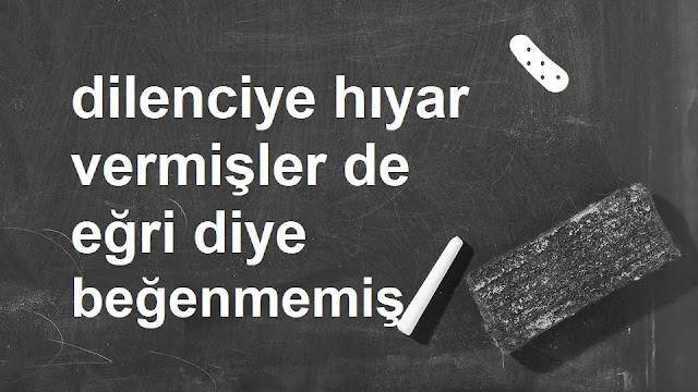 dilenciye hıyar vermişler de eğri diye beğenmemiş