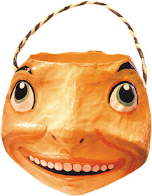 pumpkin shaped paper mache candy container