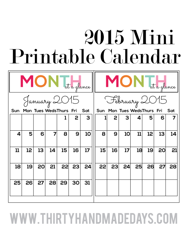 HelpingMoms Home 5 Creative 2015 Monthly Calendar Printables
