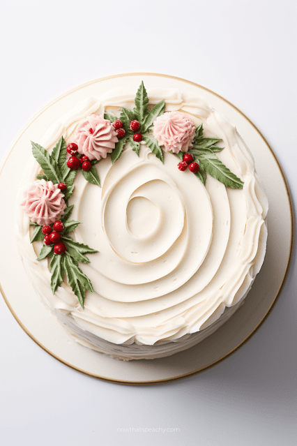 easy christmas cake buttercream holly wreath swirl shop cake decorating hack cheap budget holiday dessert premade store cake decorating tips trick nowthatspeachy 1