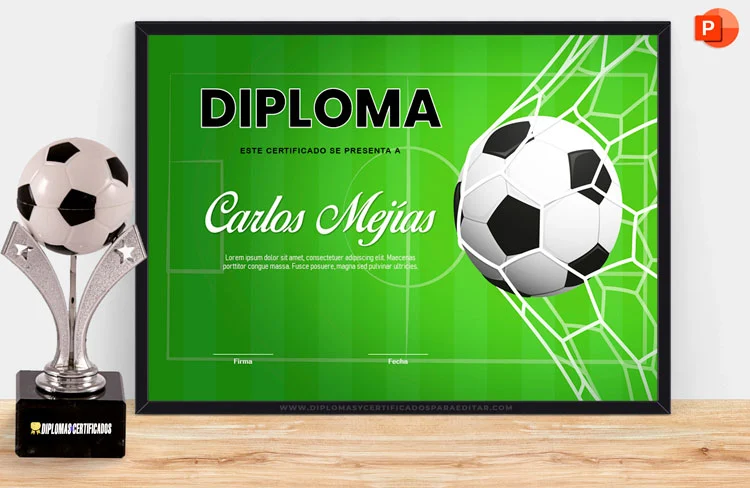 Diploma deportivo de Futbol en powerpoint