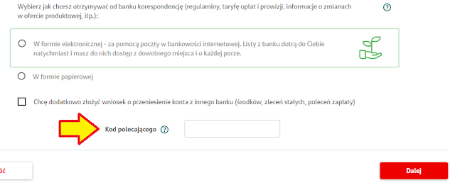 Gdzie podać kod polecenia we wniosku o Konto Jakie Chcę