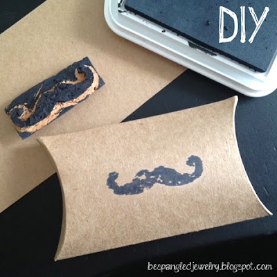 DIY handmade stamps using wine corks - mustaches for movember