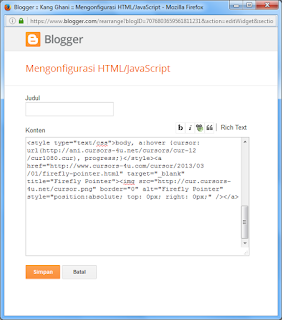 Cara Mengganti Tampilan Cursor pada Blogger menjadi Animasi