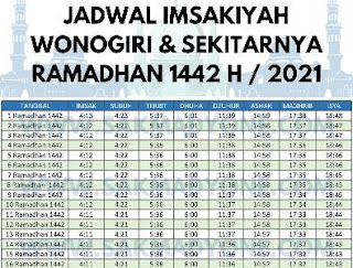 jadwal imsakiyah daerah wonogiri 2021