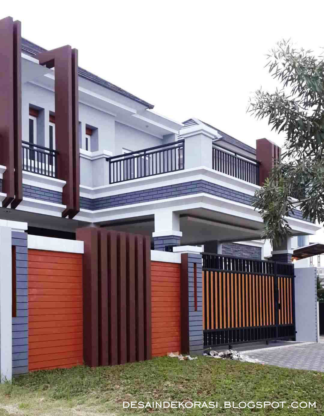 desain pagar rumah minimalis dengan batu alam