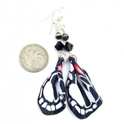 black and white butterfly wing earrings gift for her