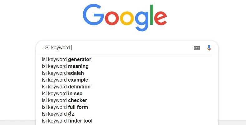 fastest and easiest way to find LSI keywords is going to Google’s search page