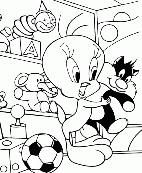 valentine color sheets. Cute Tweety coloring page.