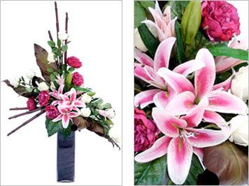 Stargazer Lily, Peony, Roses and Bamboo Vase