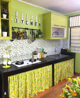 Desain dapur minimalis 2x2  cantik nuansa hijau