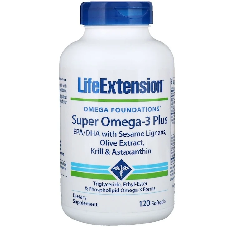 Life Extension, Omega Foundations, Супер омега-3 плюс, 120 мягких желатиновых капсул