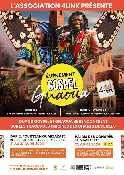 Gospel & Gnaoua: Une résidence artistique aux couleurs d’une histoire africaine commune du 21 au 25 avril