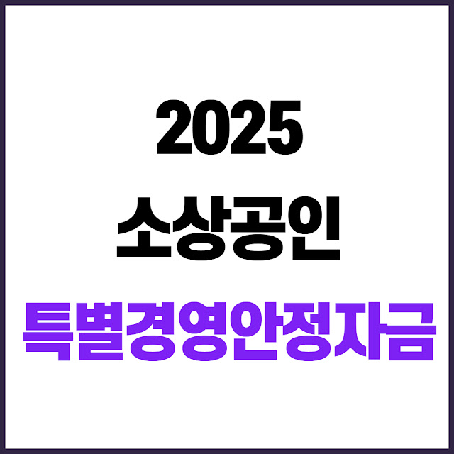 2025 특별경영안정자금 지원 혜택, 신청 조건 및 방법