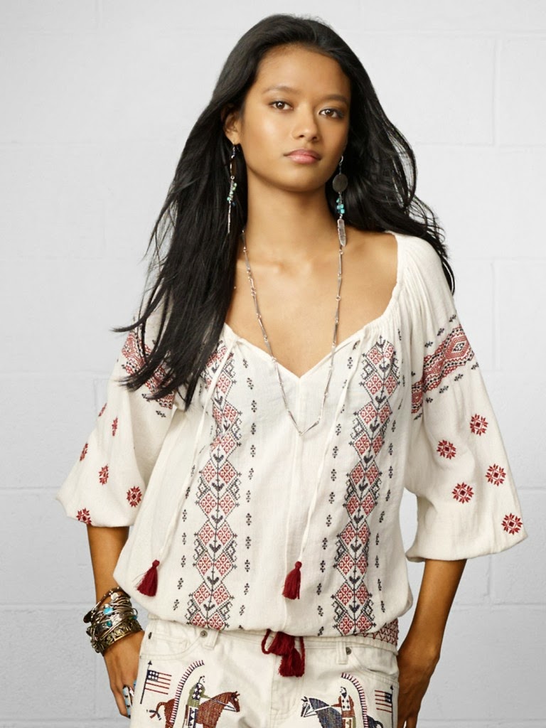  Embroidered Peasant Top