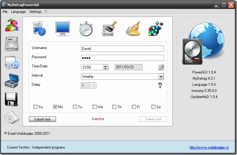 powerGUI 5 schedule defrag