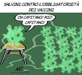 salvini, novax, obbligo vaccinale, vaccini obbligatori, salute, vignetta, satira