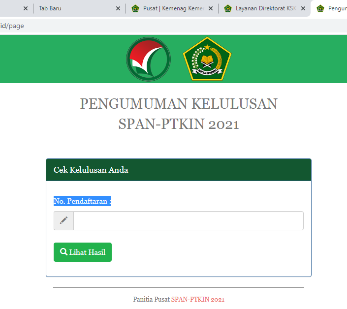 Cara Cek Kelulusan Hasil SPAN-PTKIN tahun 2021