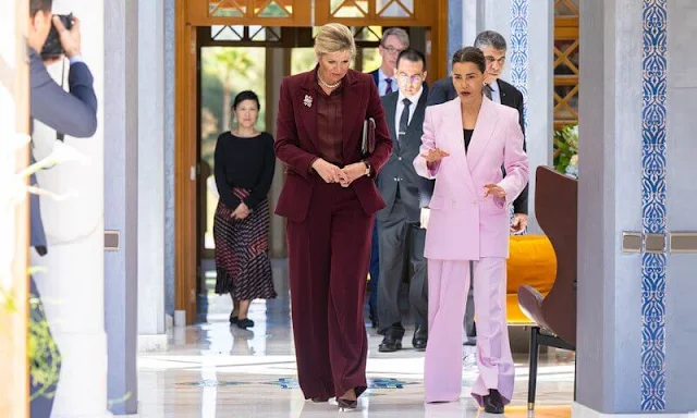 Queen Maxima of The Netherlands attended a meeting with Princess Lalla Meryem of Morocco