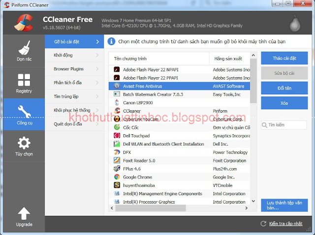 huong dan su dung ccleaner v5.18.5607