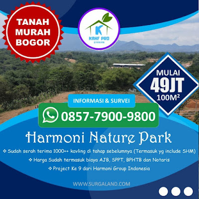 Brosur Jual Tanah Kavling Murah di Bogor Harmoni Nature Park Gratis AJB Bibit Pohon Buah dan Wisata 3 Negara