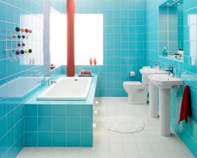 Blue Bathroom Wall
