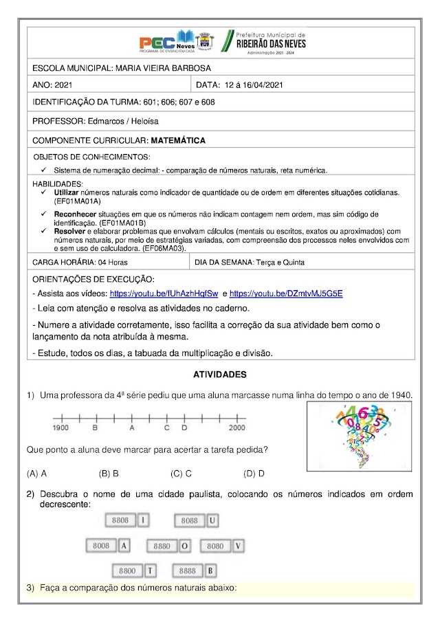 ATIVIDADES DE MATEMÁTICA (PROF:EDMARCOS)- 12 a 16 de abril de 2021.