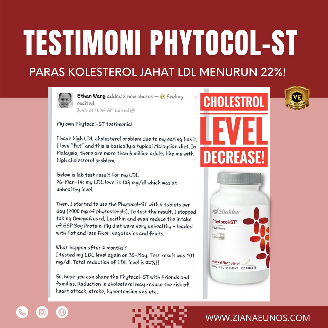Testimoni Phytocol Shaklee untuk kolesterol