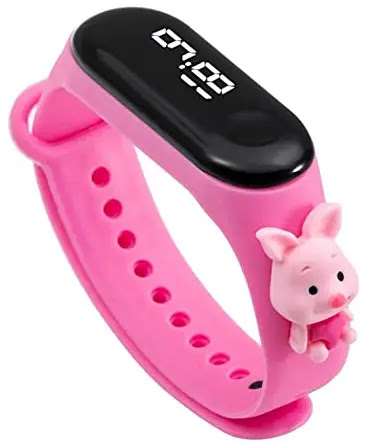 Sonal Enterprise New LED Digital Sport Wristband Fashion Cartoon Silicone Kids Watch | Kids Watch with Cartoon Strap (Pink)