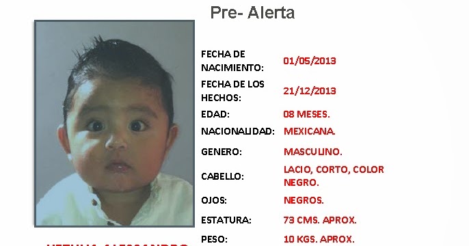 Alerta AMBER para Yezhua Alessandro Gonzalez Villanueva 