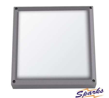 Square Bulkhead in silver, the TPC2155 IP65 rated outdoor light