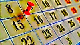 Illustration of a calendar with a red pin in it