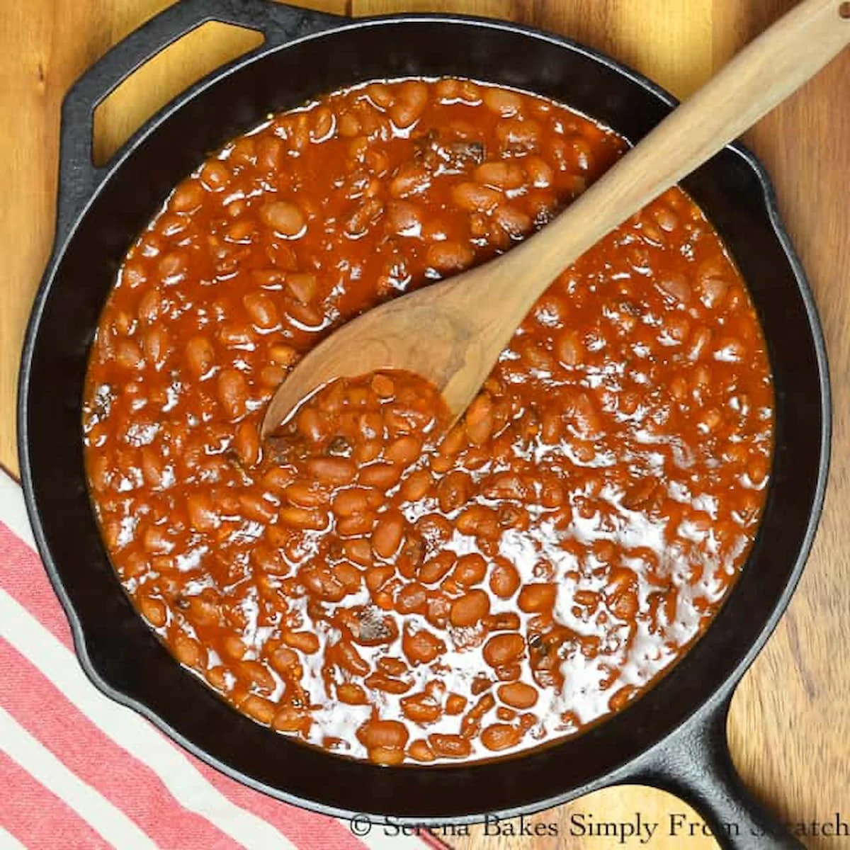 Baked Beans From Scratch in a large cast iron skillet.