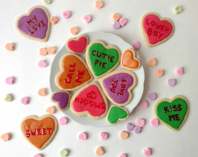 Make these darling (and delicious) conversation heart cookies for Valentines and share the love!