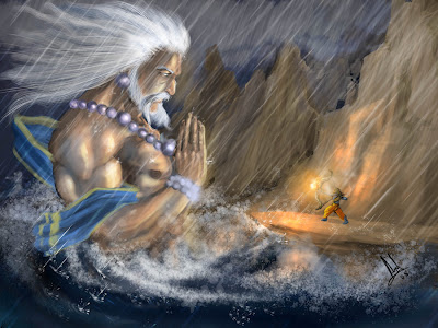 Humbled ocean!This is the incident where lord ram demands the sea to give way to lanka!