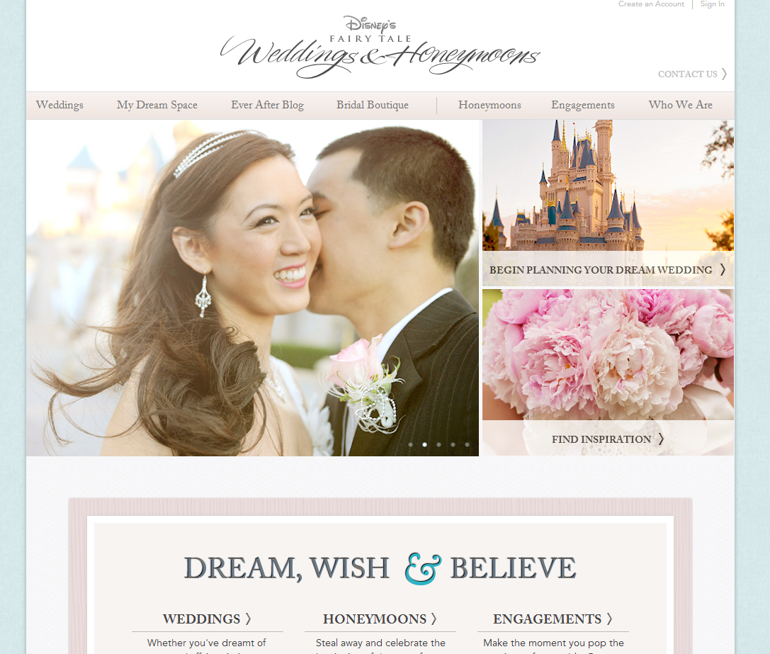 Fairytale wedding websites