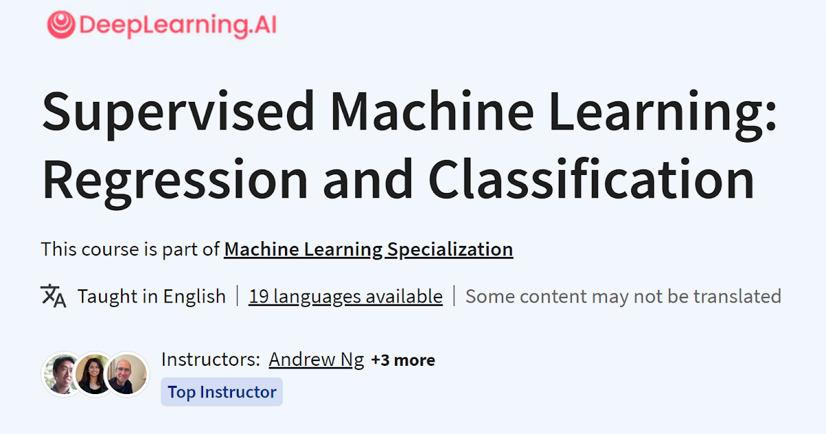 Supervised Machine Learning: Regression and Classification ~ Computer ...