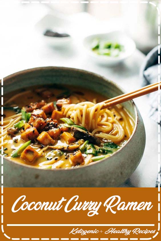 Coconut Curry Ramen with a creamy golden broth, pan-fried vegetables, cubes of golden brown tofu, and steamy delicious ramen noodles. Bonus: it's vegan! #ramen #vegan #curry | pinchofyum.com