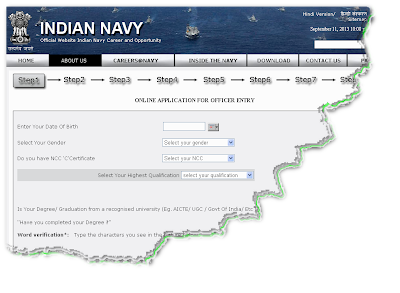 Indian Navy Engineer SSC Recruitment 2013 Online Form