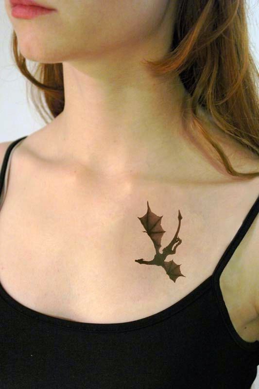 Women Dragon On Chest Tattoos, Chest Tattoos With Dragon Flying Designs, Women Chest With Dragon Fly Tattoos, Tattoos Of Dragon Fly For Women Chest, Women, Dragon Tattoos,