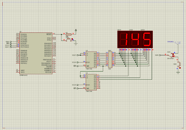 ATMega32 SN74HC164 Three-Digit Multiplexing Display