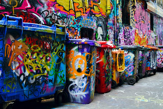 Graffiti Bins - photographed down Hosier Lane in Melbourne