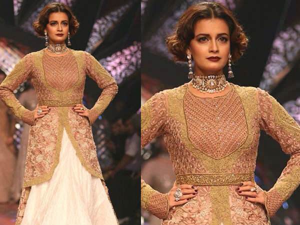 Dia Mirza Looked Stunning in White and Peach Gold Gown  at IIJW 2015